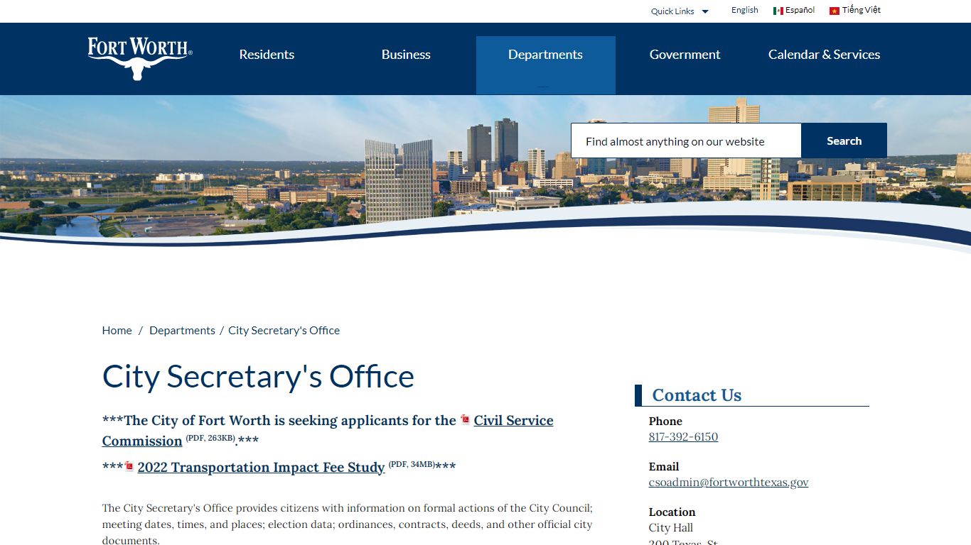 City Secretary's Office – Welcome to the City of Fort Worth