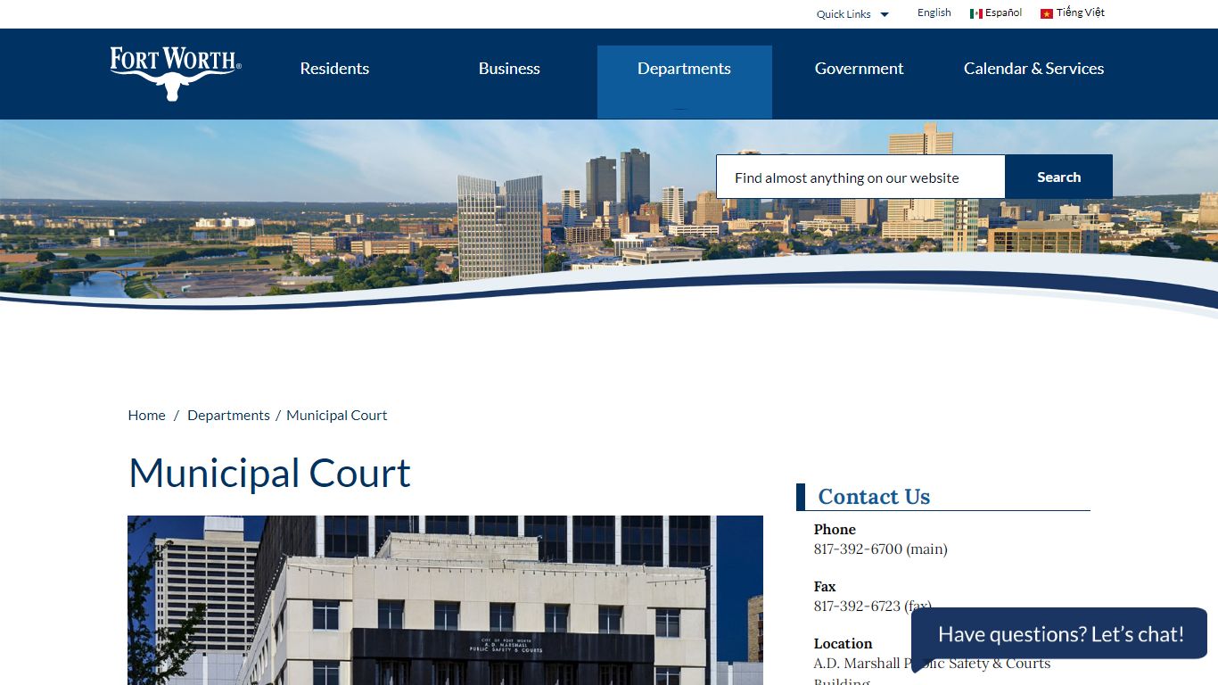Municipal Court – Welcome to the City of Fort Worth